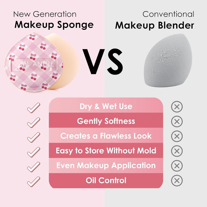 COOL-ANGLE 5Pcs Cherry Pink Makeup Sponge For Foundation Concealer And Powder, latex free Blender Sponge For Natural And Easy Makeup Soft Long-lasting And Beginner-friendly, Medium - Image 2
